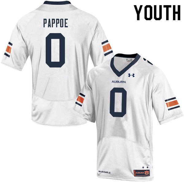 Auburn Tigers Youth Owen Pappoe #0 White Under Armour Stitched College 2021 NCAA Authentic Football Jersey MLQ0774HM